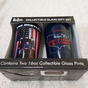 The Beatles 1st U.S. Visit 1964 16oz Pints Pilsner Glass Set Of 2 Barwear
